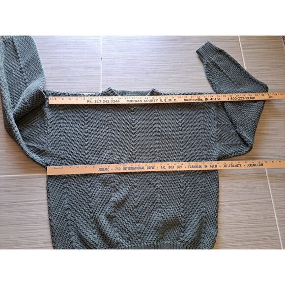 Vintage Eddie Bauer Mens Cotton Crew Neck Sweater Size L Green Textured Knit - Picture 4 of 5